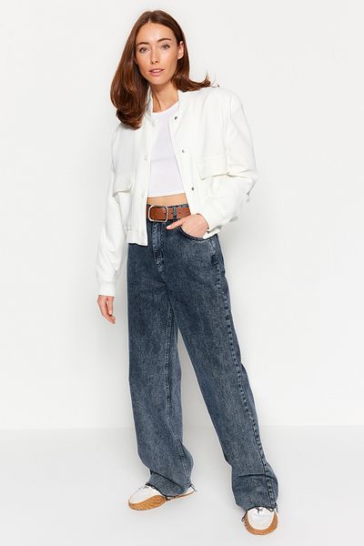 Trendyol Collection Ecru Premium Bomber szőtt dzseki TWOAW24CE00047