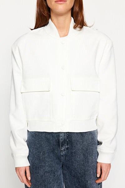 Trendyol Collection Ecru Premium Bomber Woven Jacket TWOAW24CE00047