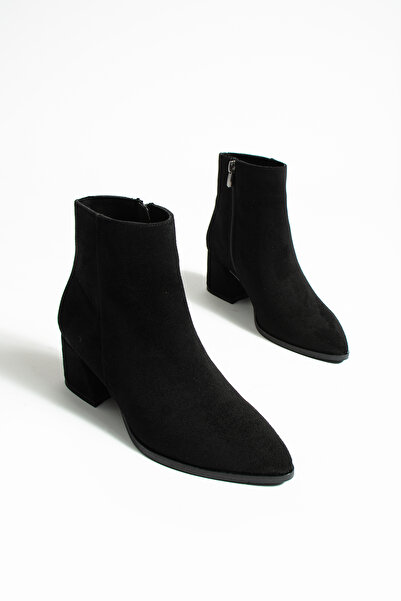 Lİmar Shoes LİMAR 3908 siyah süet Sivri Burun Kadın Topuklu bot
