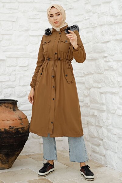 InStyle Kabát Polar 0880 s kapsami s klopou – hnědý