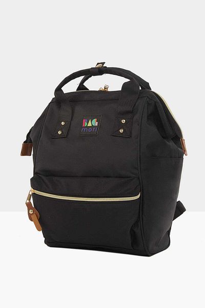 Bagmori Black Unisex Metal Brim Backpack