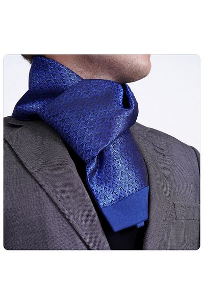 Exve Exclusive Eșarfă cu două fețe din lână indigo cu model elegant albastru