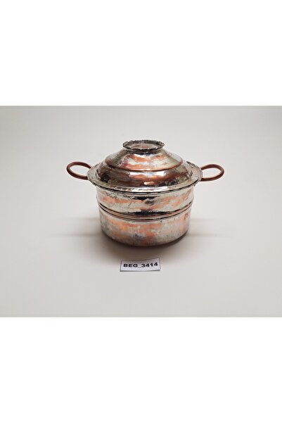 BEGÜLDAN Eski Iki Kulplu Kapaklı Bakır Çorba Tenceresi Çap 18,5 Cm Beg_3414