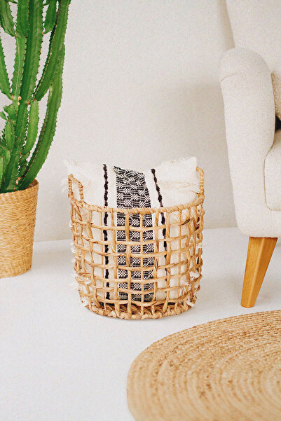 BEIGE Hasır Sepet Orta Boy