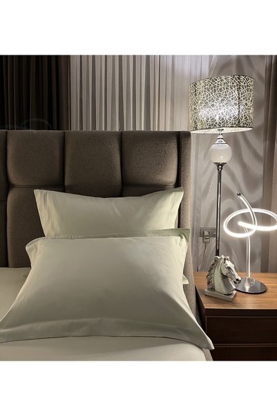 Silkarea 100% Cotton Satin Double Pillow Case Oxford Model - Green