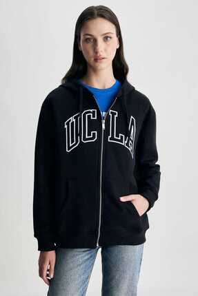 Ucla JOYCE Siyah Kapu onlu Ve Fermuarl Aplikeli Standard Fit Kad n Sweatshirt Fiyat Yorumlar Trendyol
