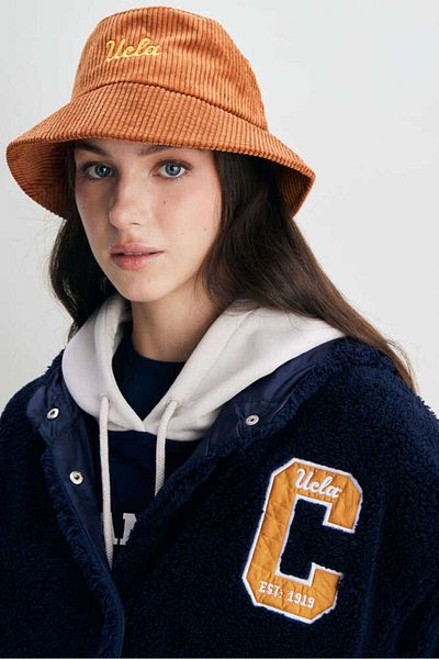 UCLA Servile Navy Blue Embroidered Women's Jacket with Snap Fasteners