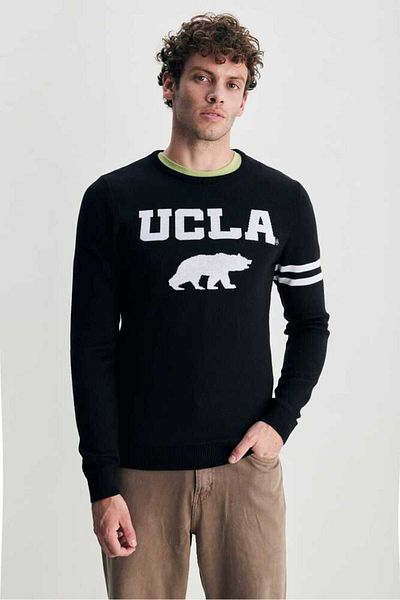 UCLA ملابس تريكو رفيعة للرجال من قماش الجاكار الأسود من Guala