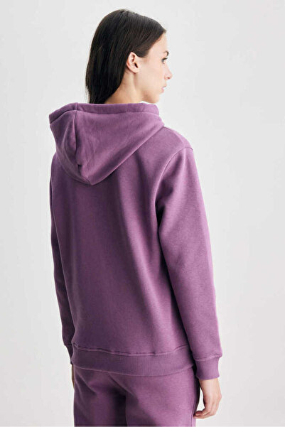 UCLA Γυναικείο φούτερ Riley Purple Hooded Embroidered Sharded Standard Fit