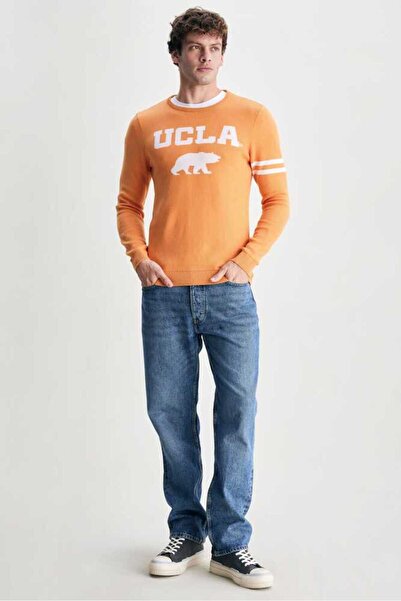 UCLA Ανδρικά λεπτά πλεκτά Guala Orange Jacquard με σχέδιο