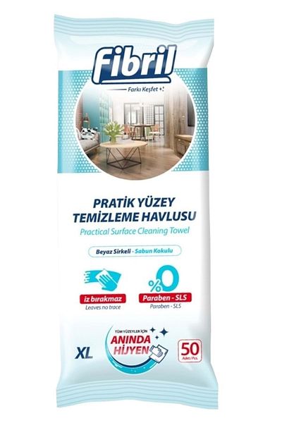 Fibril Surface Cleaning Towel 50 Sheets XL White Vinegar-Soap Scented Set of 5 250 Sheets Plst Kpk