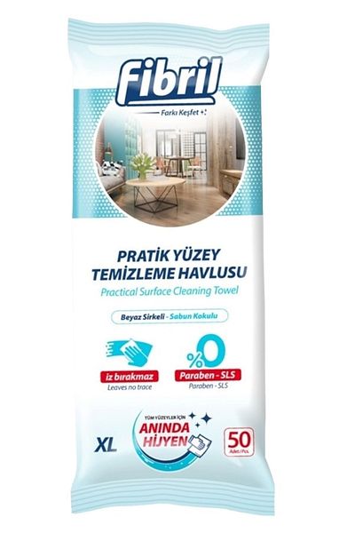 Fibril Surface Cleaning Towel 50 Sheets XL White Vinegar-Soap Scented Set of 2 100 Sheets Plst Kpk