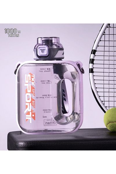 Vagonlife TKK 1000ml Leakproof Tritan Sport Flask with Carrying Strap Suitable for Use with or without Strawberry
