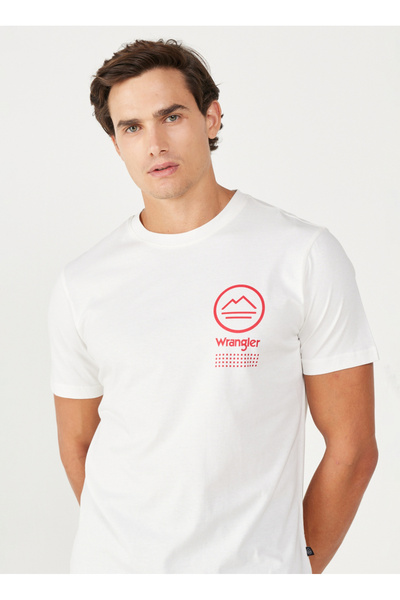 WRANGLER Crew Neck White Men's T-Shirt W232541100 Crew Neck T-shirt