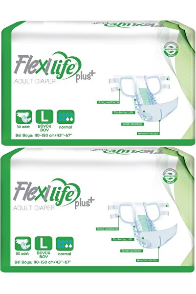 Flexi Life Yetişkin Hasta Bezi Bel Bantlı Tekstil Yüzeyli L Büyük (60 Adet)