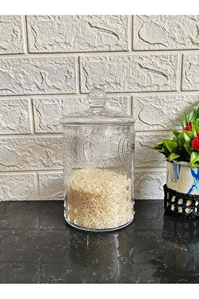 Jenisa Fleur De Lis Cam Kapaklı Kavanoz 12x20 Cm