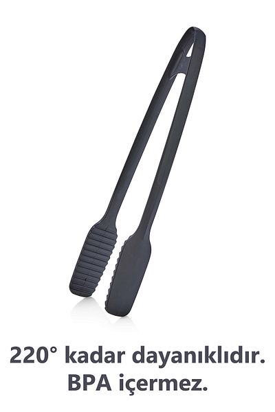 Soillium Gnarp Style Serving and Grilling Tongs Fireproof Non-Stick Silicone Tongs Non-Slip Barbecue Tongs Black 1 Piece