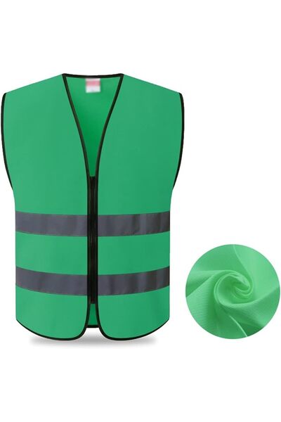jbox Reflective High-Looking Multi-Purpose Fabric Vest Zippered Green