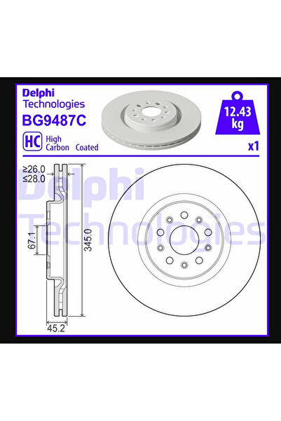 DELPHİ Oglindă de frână față Delphi BG9487C (2 bucăți) pentru MASERATI Ghibli...