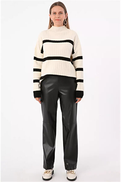 SYG Dikiş Detaylı Deri Pantolon 77066Siyah