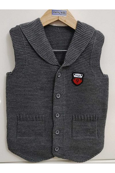 Meriç bebe Baby Boy and Child Seasonal Crest Buttoned Ata Knitwear Vest