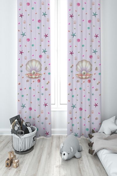 MASAL ODAM BABY AND KIDS ROOM 2 Wings Background Curtain with Hopscotch and Lighthouse