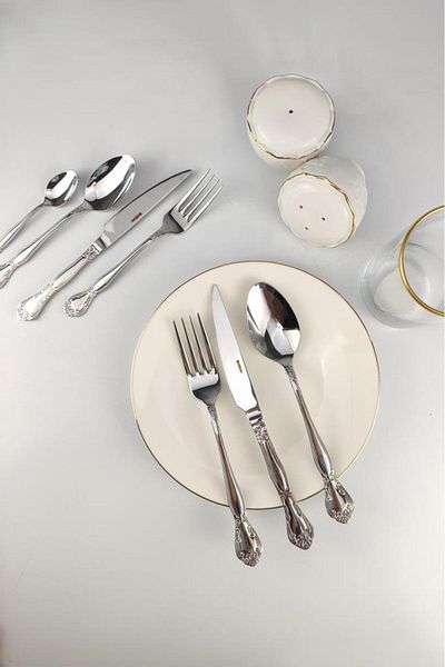 Digithome Queen 12 Person 84 Piece Stainless Steel Fork Spoon Knife Set Silver - Uk 001 C320.113
