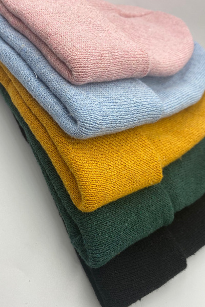 KISCHE Unisex Plain Basic Foldable Winter 5-Piece Beret Set