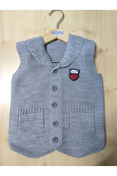 Meriç bebe Baby Boy and Child Seasonal Crest Buttoned Ata Knitwear Vest