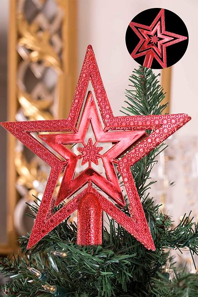 Parti dolabı 14 cm Noenli New Year Metallic Peak Star and Star Column