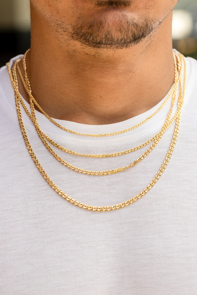 Cenova Jewelry 14 Ayar Altın Düz Tilki Kuyruğu Erkek Zincir 2.40 mm