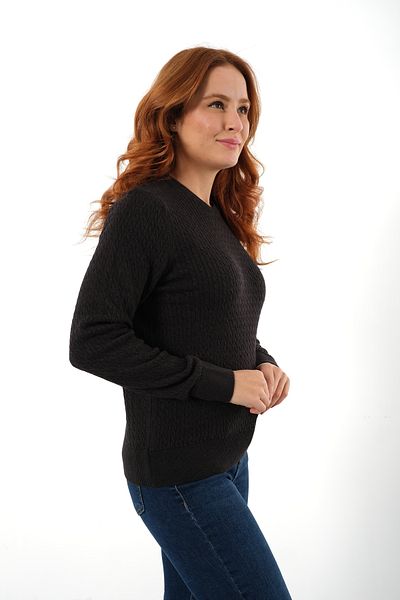 Trist Star Antracit, 100% bumbac organic, cu gâtul turn, tricotaje împletite de păr Pulover Bluză tricotată