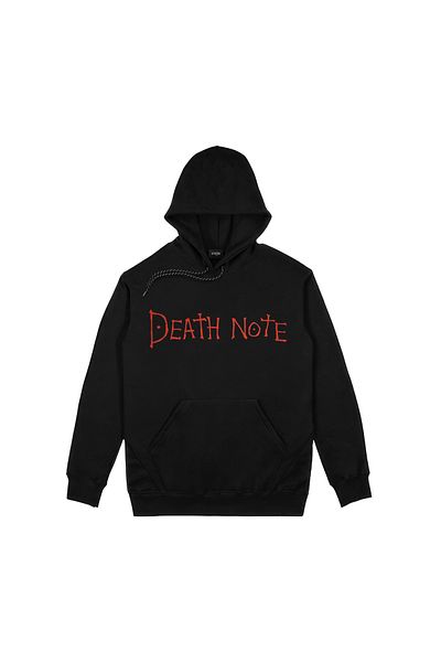 Orijin Tekstil Черен суитшърт с качулка и принт отпред и отзад с надпис Death Note Shinigami Yagami Light