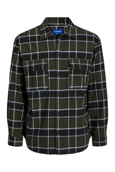Jack & Jones Ανδρικό βαμβακερό πουκάμισο Jack&Jones Casual Cut μακρυμάνικο χακί 12245681