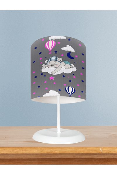 MEKTA HOME Gray Bear Patterned Cute Cloudy Baby and Children's Room Lampshade