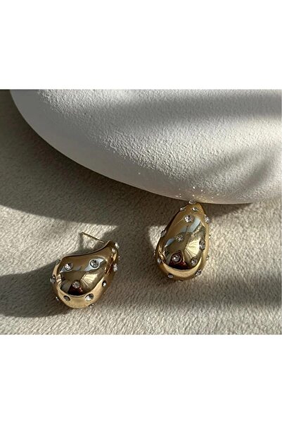 ANOR ACCESSORIES Yeni Sezon Gold Taş Detaylı Botte Küpe