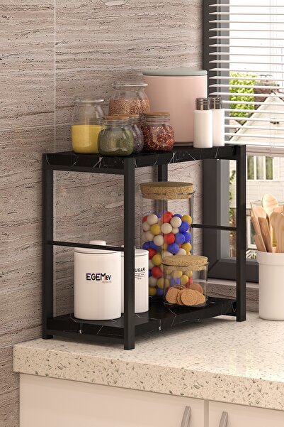 EGEMEV Mutfak Tezgah Üstü baharatlık kavanozluk Yüksek Raflı Banyo rafı Mutfa...