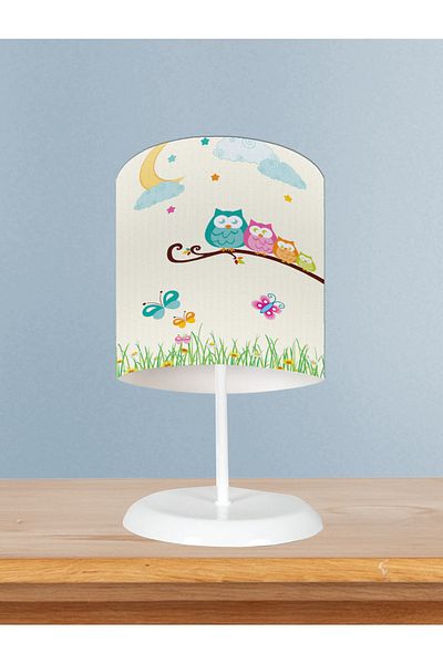 MEKTA HOME Small Owls and Grass Patterned BABY and CHILDREN'S Room Lampshade