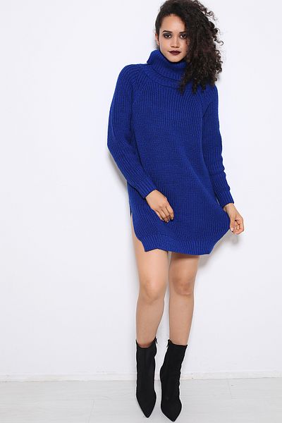 AVORWE Rochie din tricot din tricot Thessaloniki cu decolteu cu fante laterale