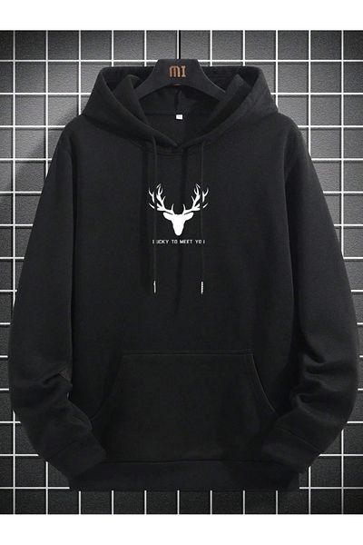 MAGORS Мъжки суитшърт с качулка и дълъг ръкав с щампа SVART WEAR