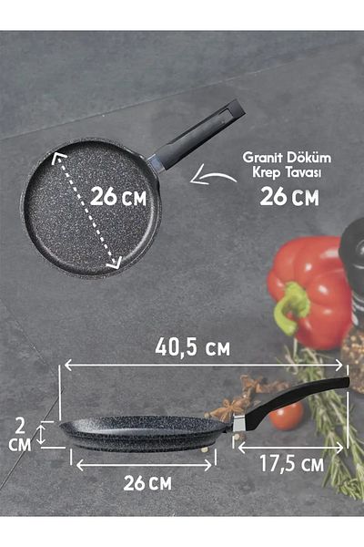 FİTHOME Granite Casting 26 CM Fireproof Non-Stick Crepe Pan