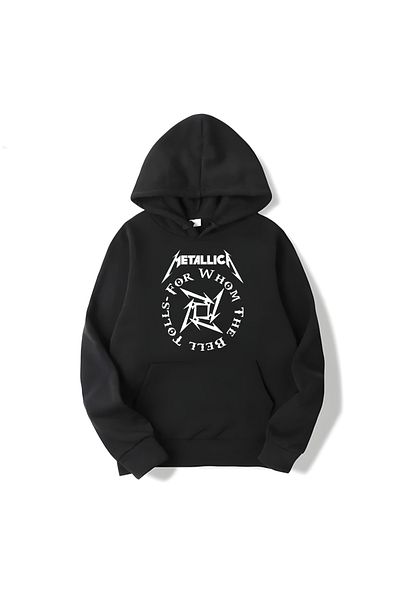 MAGORS Памучен суитшърт с качулка и дълъг ръкав с принт на Metallica SVART WEAR