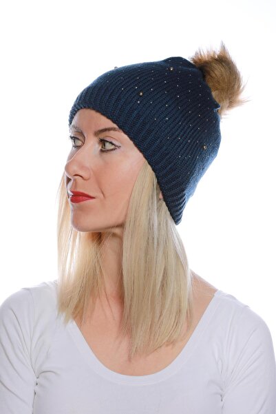 toptanhanem Шапка с помпони - зимно аксесоар, съчетаващо стил и топлина - тъм...