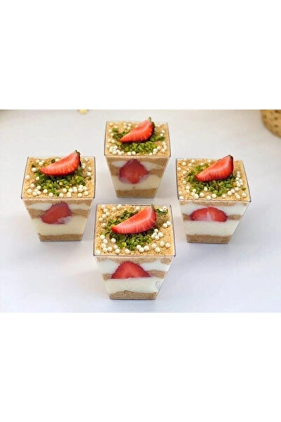 party mix Şeffaf Kristal Mika Ekstra Sert Plastik Prizma Kübik Kase 25'Lİ Sal...