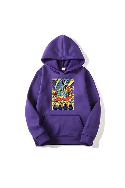 MAGORS Памучен суитшърт с качулка и дълъг ръкав с щампа Led Zeppelin SVART WEAR