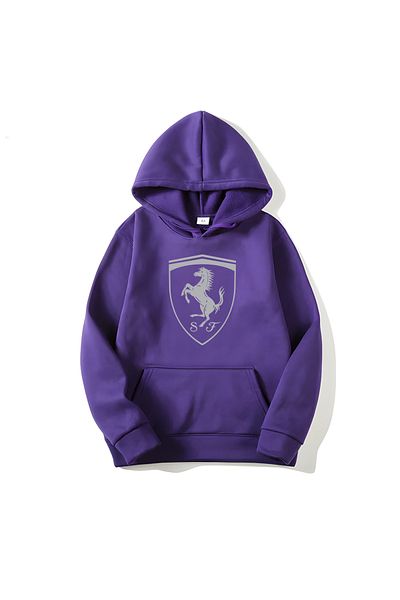 MAGORS Памучен суитшърт с качулка и дълъг ръкав с щампа Ferrari SVART WEAR