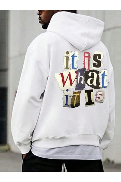 MAGORS SVART WEAR Slogan Printed Cotton Hooded Long Sleeve Sweatshirt