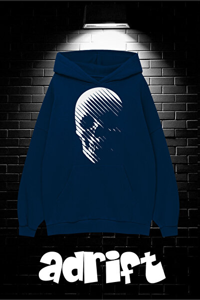 Adrift Унісекс оверсайз худі з капюшоном і кишенями-кенгуру Skull Sweatshirt