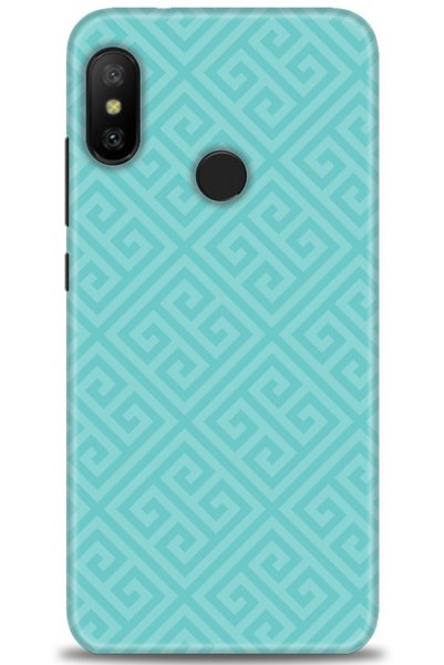 MRCİLETİSİM حافظة هاتف Xiaomi Mi A2 Lite مطبوعة بدقة HD - فسيفساء زرقاء + واق...