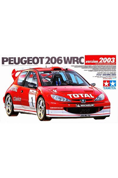 TAMIYA 1/24 Peugeot 206 WRC version 2003 Plastic Car Model Kit, Disassembled Hobby Set